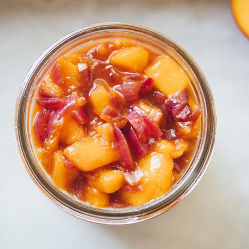 Zwiebel-Pfirsich-Chutney - Lena Eats | Veganer Foodblog